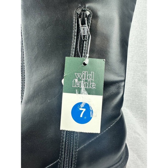 Wild Fable Womens Black Faux Leather Knee High Platform Block Heel Boots Size 7 - Picture 2 of 8